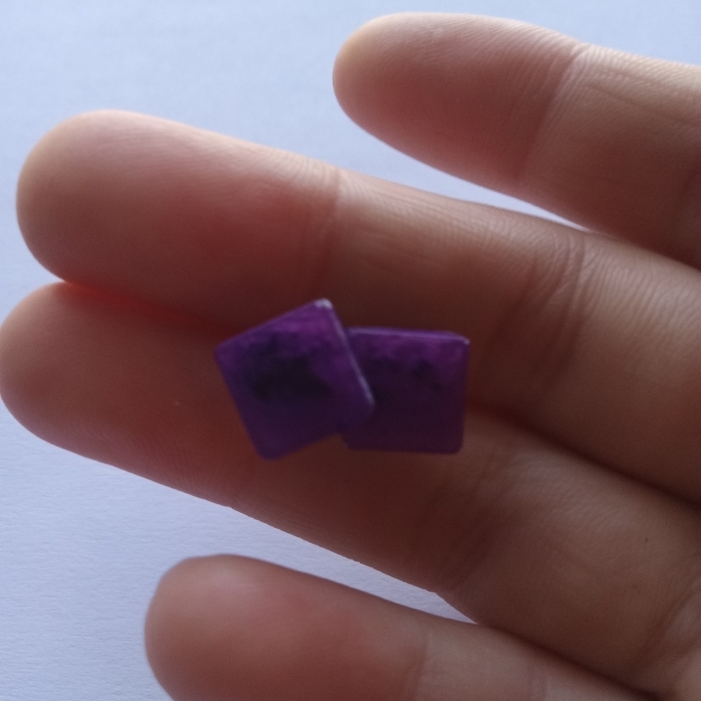 5/$25 Hand crafted purple resin stud earrings minimalist lagenlook
